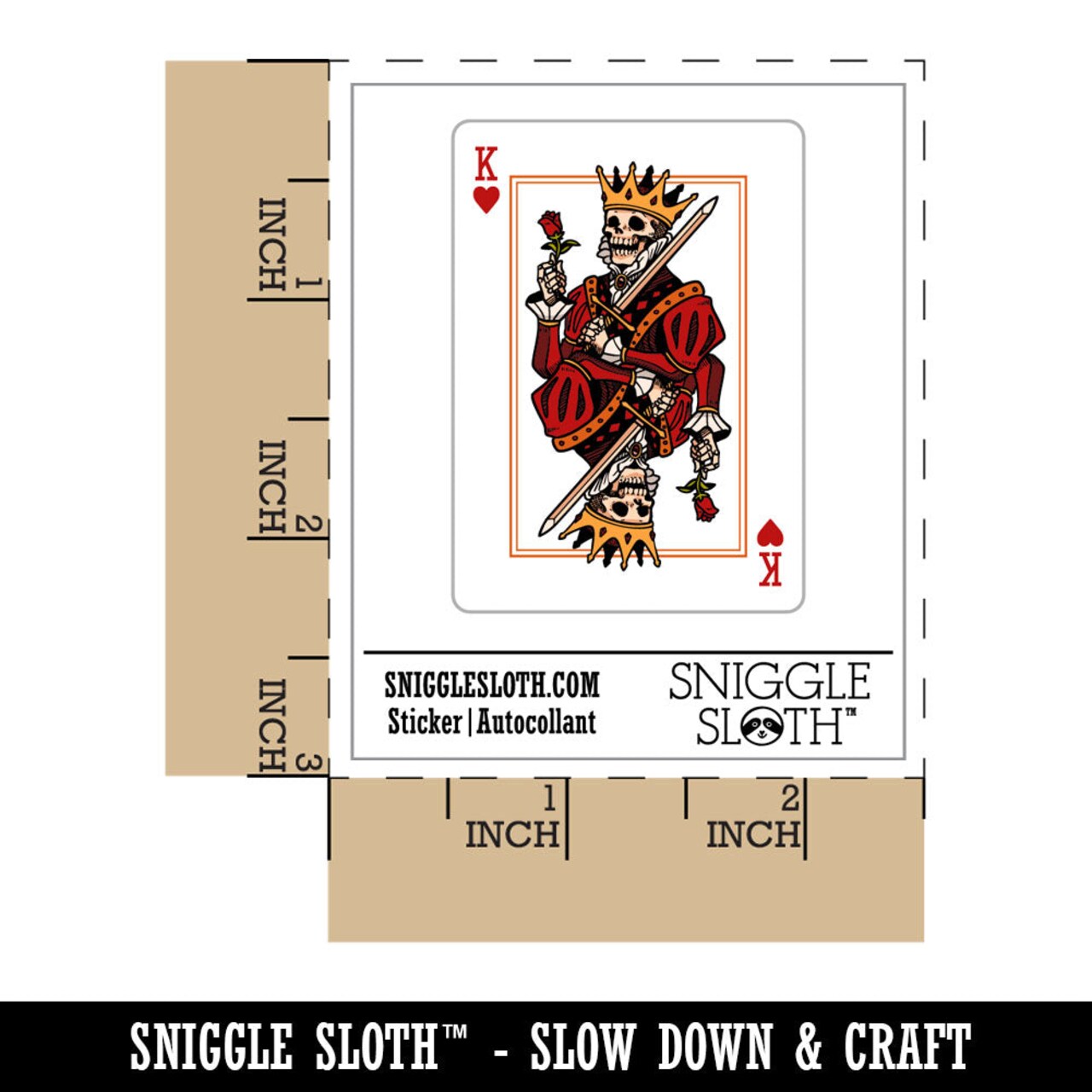 Water Bottle Sticker Set Skeleton King of Hearts Skull Playing Card Cute Waterproof Vinyl Stickers Pack Decal, Skateboard, Laptop, Car, Window, Bumper - 5 Pack
